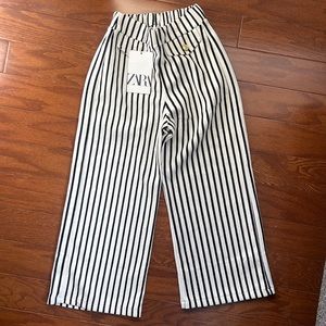 NWT Zara striped navy & beige wide leg pants
